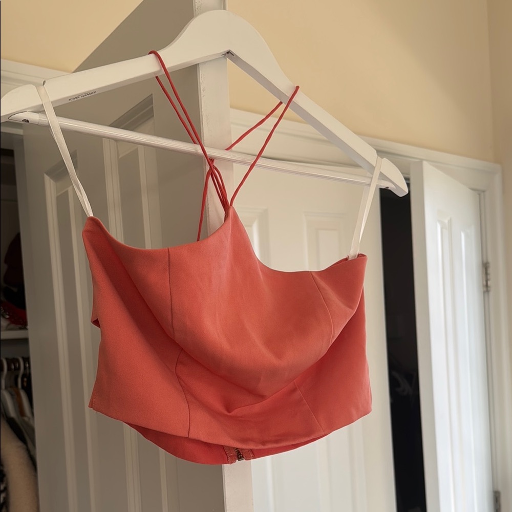 Sabo Skirt Coral Strappy Crop Top